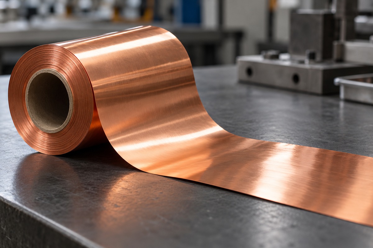 Copper foil on a laboratory workbench