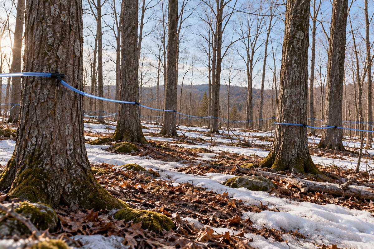 Sap collection in an early spring sugarbush