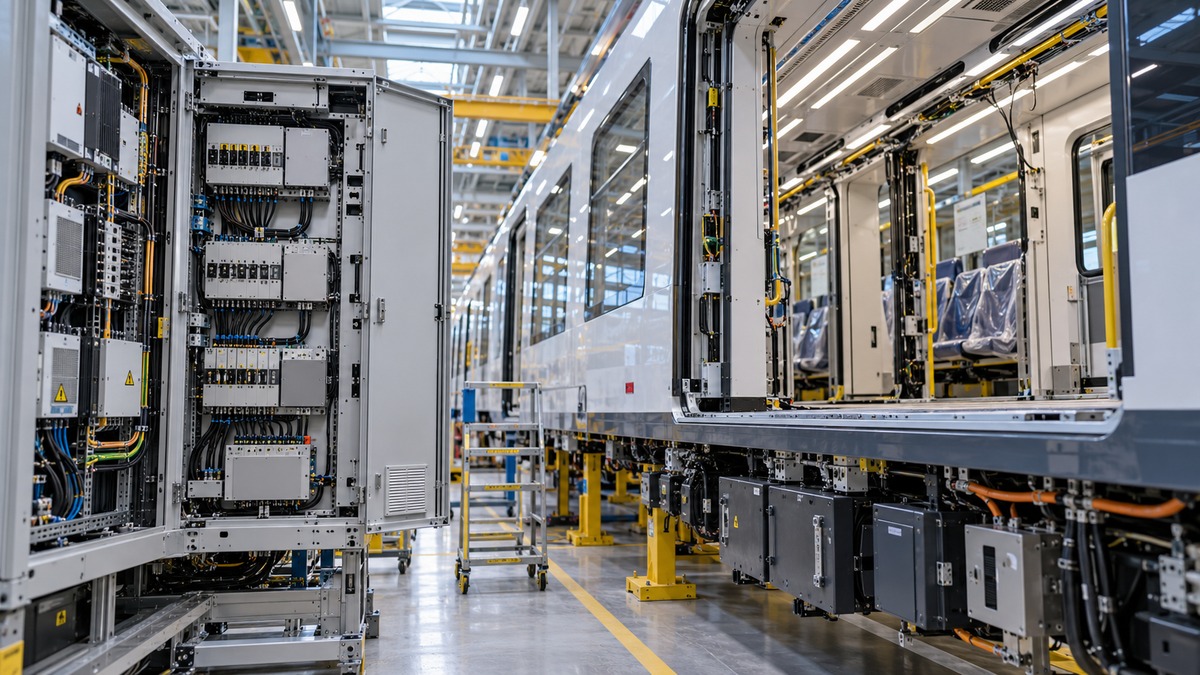 Railway components in a rolling-stock assembly hall