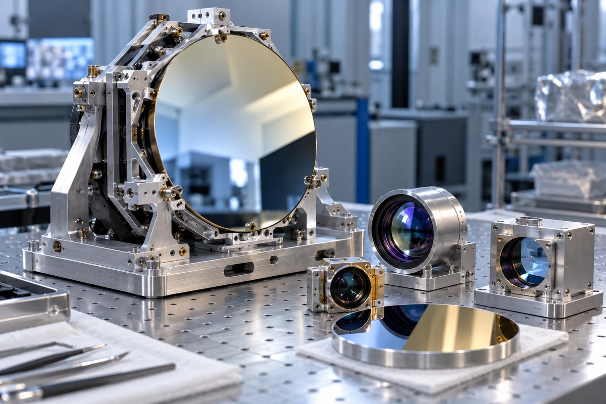 Optical components in an aerospace workshop